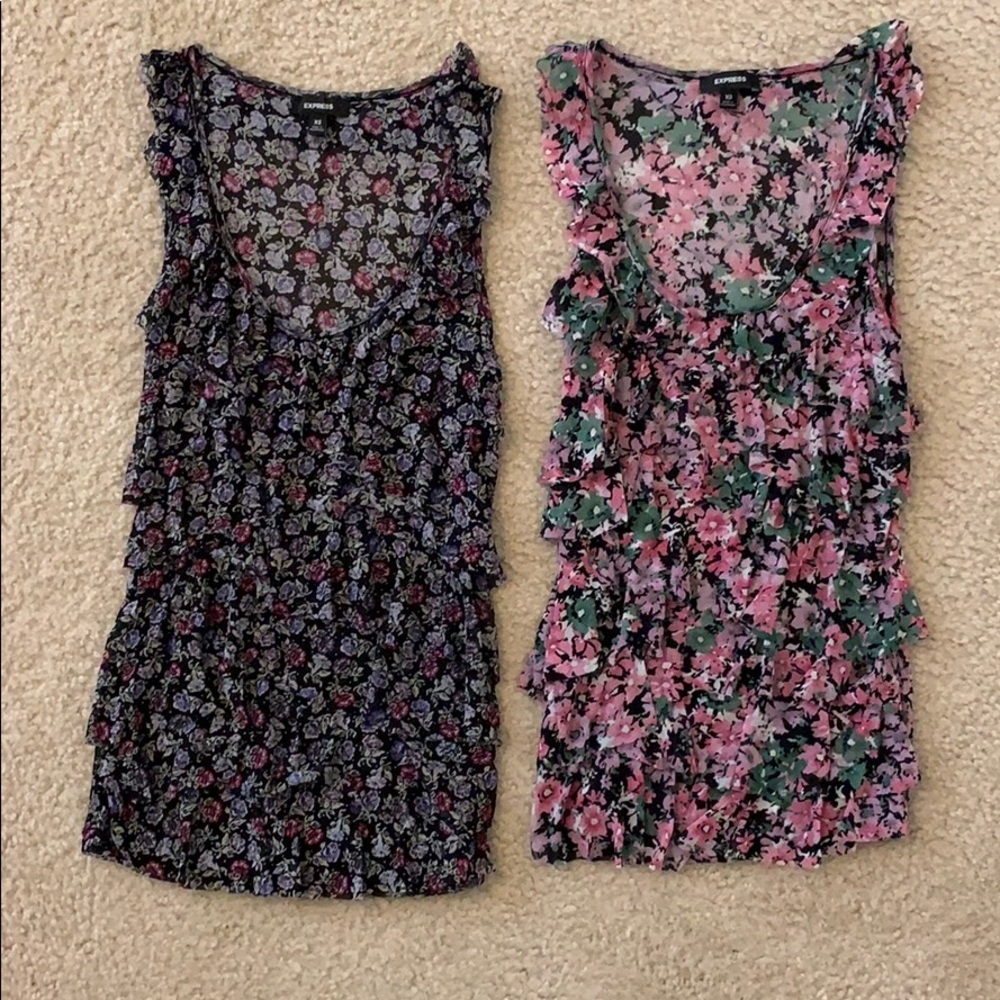 Express floral ruffle tanks (2)